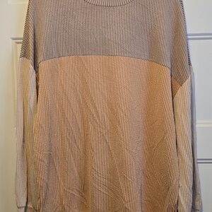 UVN  Tan/light Orange Striped Women's Long Sleeve Top